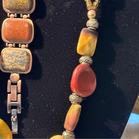 ladies Versales watch & necklace antique, natural polished rocks inlay in copper - Picture 14 of 14